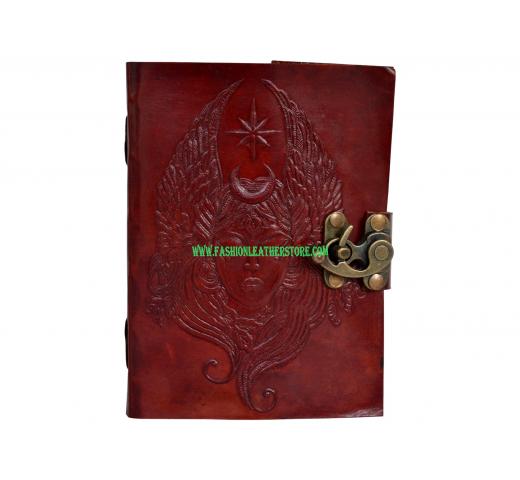Moon Goddess Embossed Leather Journal Blank 120 Handmade Paper Dairy Book